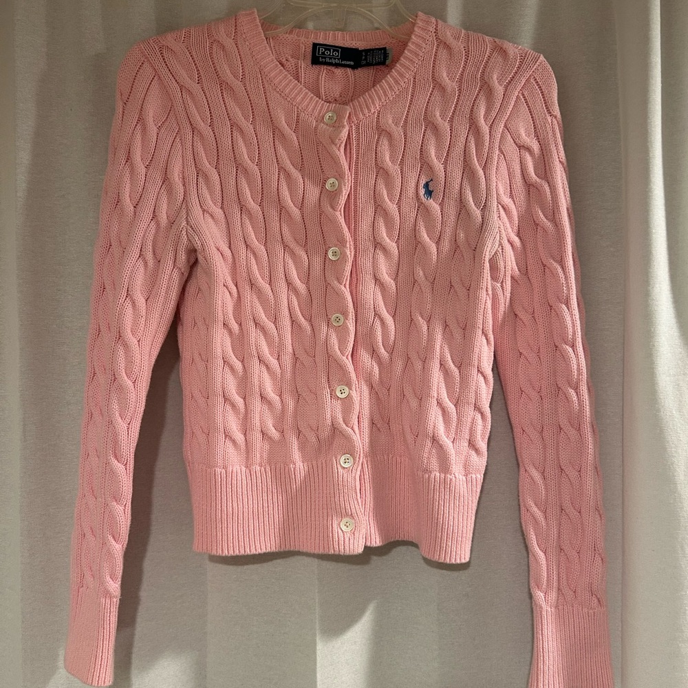 Polo by Ralph Lauren Light Pink Cable Knit Cardigan